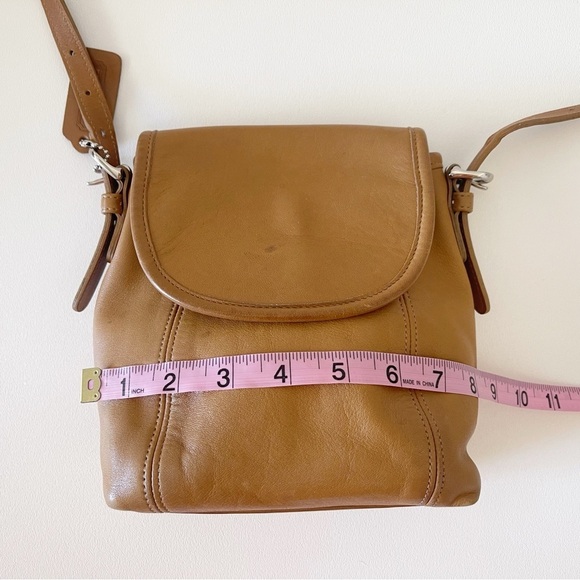 Coach Bag Soho 4108 Leather Crossbody Flap Satchel Vintage Classic Minimal Tan - Picture 6 of 16